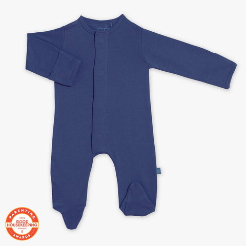 chambray organic cotton magnetic footie