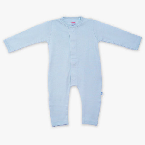soft baby blue organic cotton magnetic coverall
