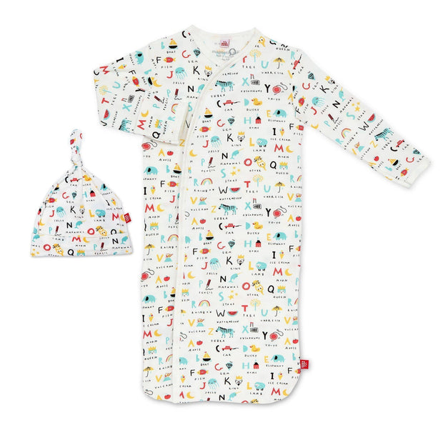 ABC Love modal magnetic cozy sleeper gown + hat set