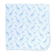 Blue Jolie Giraffe organic cotton soothing swaddle blanket