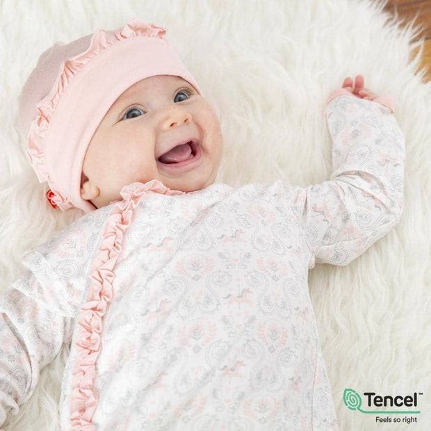 Carousel modal magnetic cozy sleeper gown + hat set
