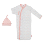 Carousel modal magnetic cozy sleeper gown + hat set
