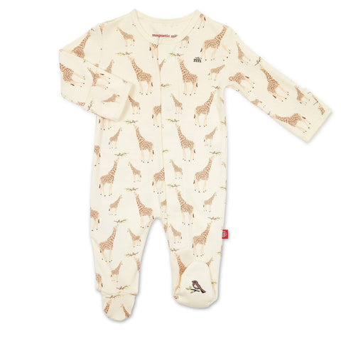 Cream Jolie Giraffe organic cotton magnetic parent favorite footie