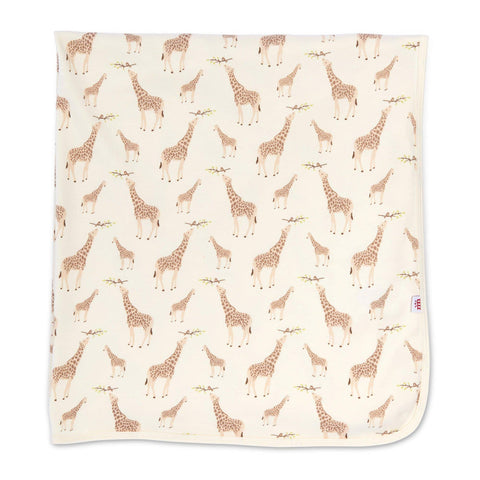 Cream Jolie Giraffe organic cotton soothing swaddle blanket