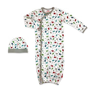 Dino Expedition organic cotton magnetic cozy sleeper gown + hat set