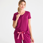 women's bordeaux modal magnetic short sleeve jogger set