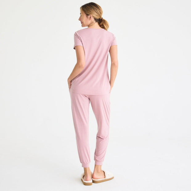 women's desert pink modal magnetic short sleeve jogger set