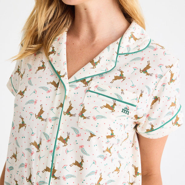 women's merry and bright modal magnetic classic with a twist short sleeve pajama set
