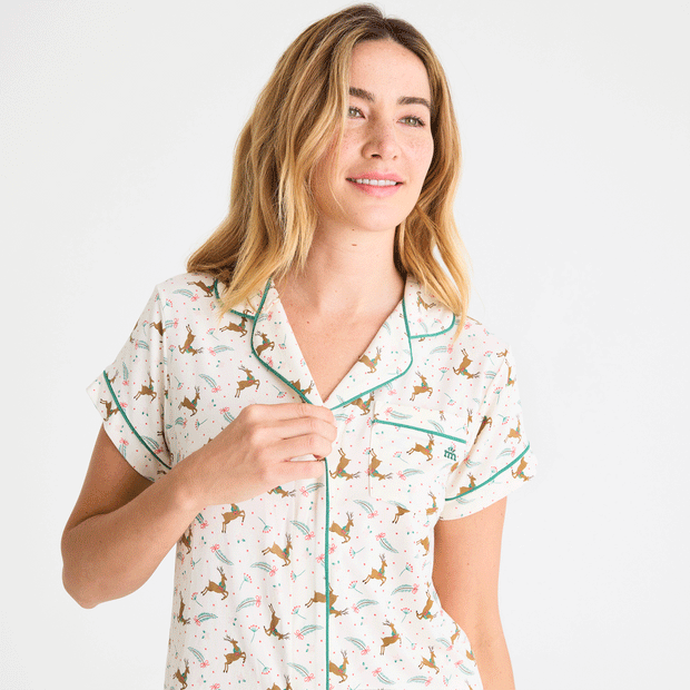 women's merry and bright modal magnetic classic with a twist short sleeve pajama set