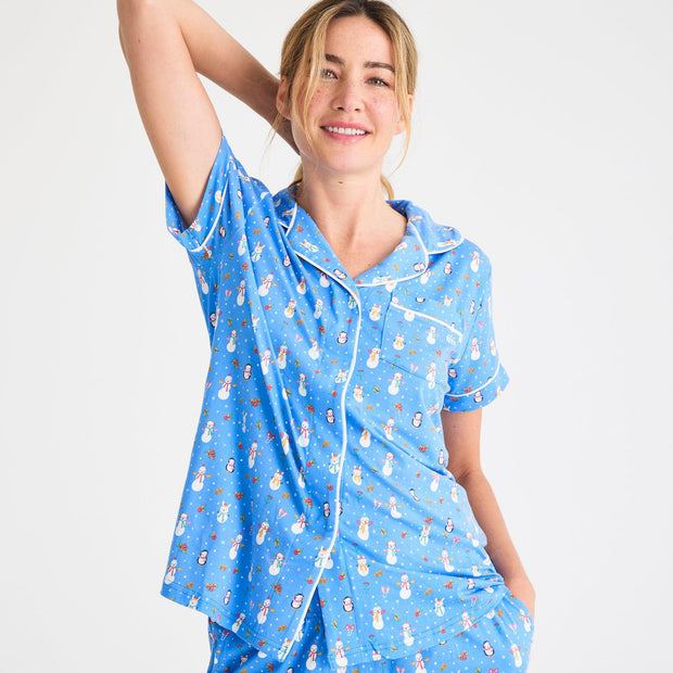 women's snow much fun modal magnetic classic with a twist short sleeve pajama set