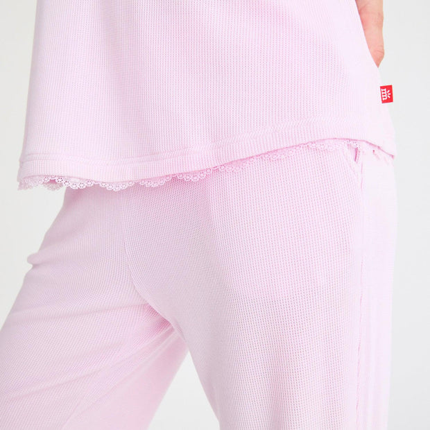 women's lilac snow waffle modal magnetic sleeveless jogger set