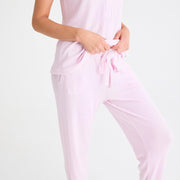 women's lilac snow waffle modal magnetic sleeveless jogger set