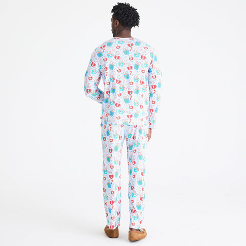 men's wake me up before you cocoa modal magnetic classic with a twist long sleeve pajama set