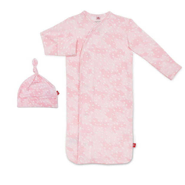 Pink Doeskin modal magnetic cozy sleeper gown + hat set