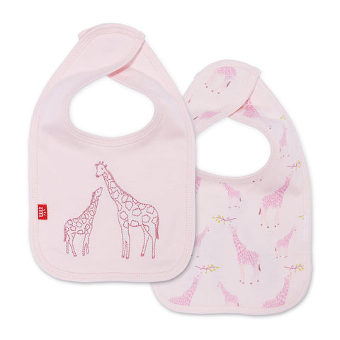 Pink Jolie Giraffe Organic Cotton Magnetic Reversible Bib