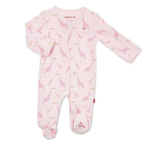 Pink Jolie Giraffe organic cotton parent favorite footie