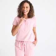 vintage pink women's CloudStretch™ magnetic short sleeve jogger set