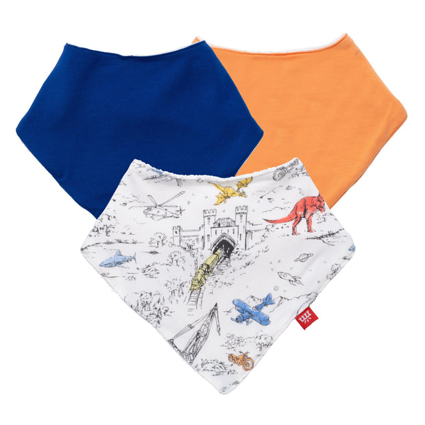 adventure quest modal magnetic stay dry infant bandana bib 3-pack