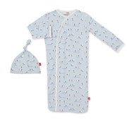 blue baa baa baby modal magnetic cozy sleeper gown + hat set