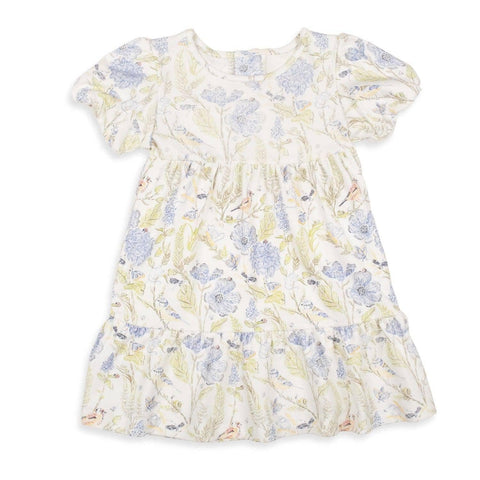 blue blossom organic cotton magnetic ruffle toddler dress-Magnetic Me