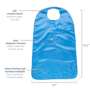 blue bow adult magnetic bib and clothing protector-Magnetic Me
