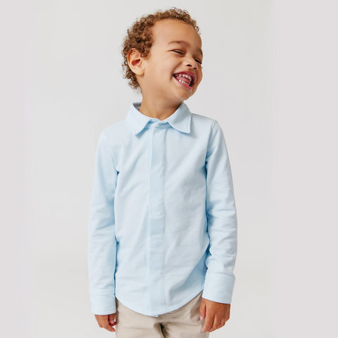 blue organic cotton magnetic oxford shirt