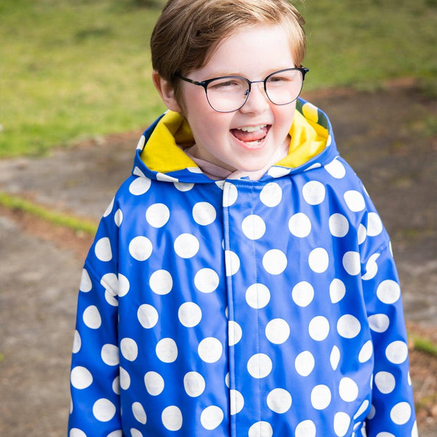 blue polka dot emoji magnetic raincoat