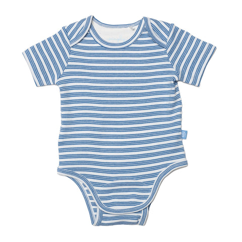 blue yarn-dye organic cotton magnetic bodysuit