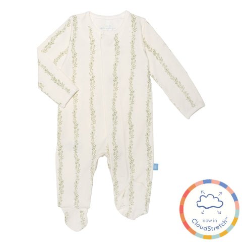 botanical stripe CloudStretch™ magnetic footie-Magnetic Me