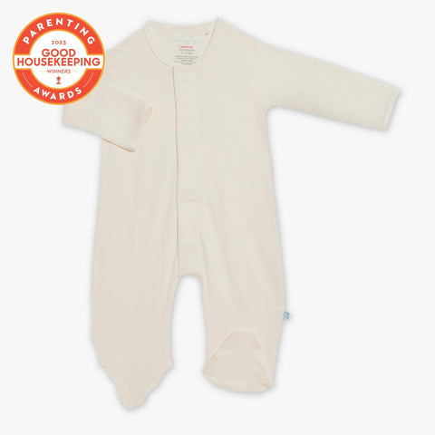 cream organic cotton magnetic footie