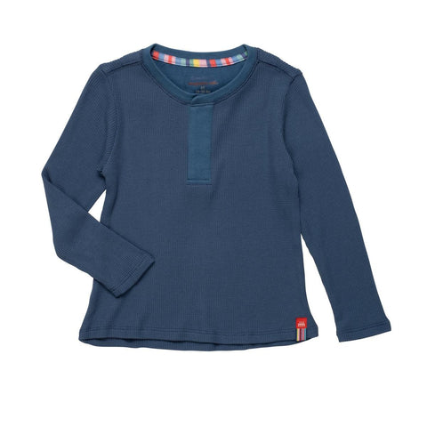 dark blue waffle modal magnetic henley top