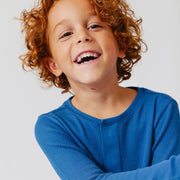 dark blue waffle modal magnetic henley top