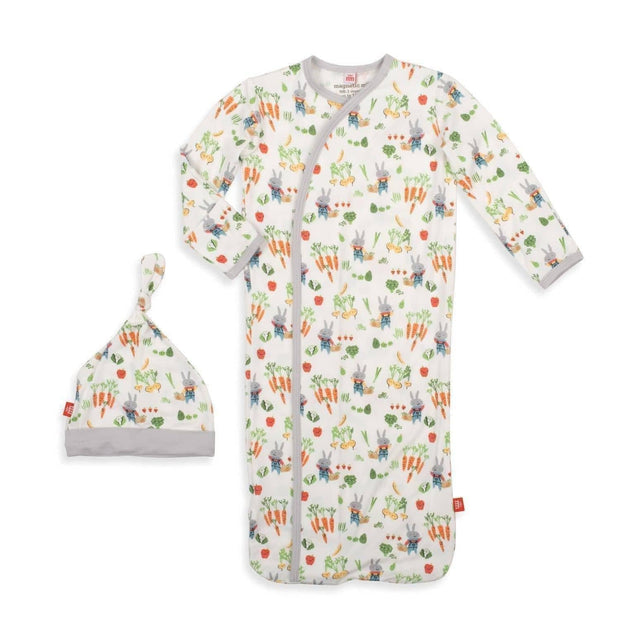 don't worry be hoppy modal magnetic cozy sleeper gown + hat set-Magnetic Me