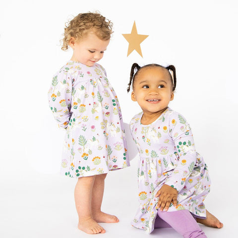 folk magic modal magnetic little baby dress + diaper cover