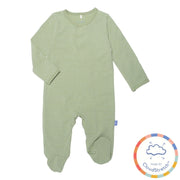 green tea skinny stripe CloudStretch™ magnetic footie-Magnetic Me
