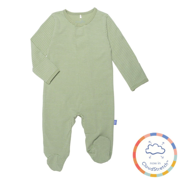 green tea skinny stripe CloudStretch™ magnetic footie-Magnetic Me