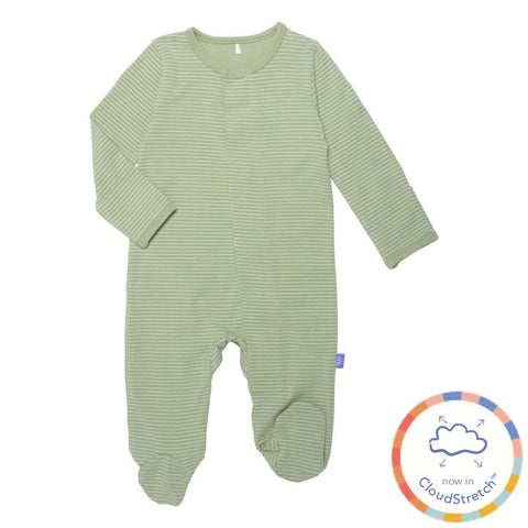 green tea skinny stripe CloudStretch™ magnetic footie-Magnetic Me