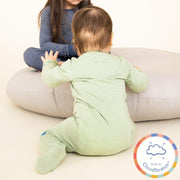 green tea skinny stripe CloudStretch™ magnetic footie-Magnetic Me