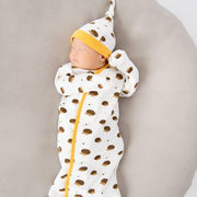 gus organic cotton magnetic cozy sleeper gown + hat set