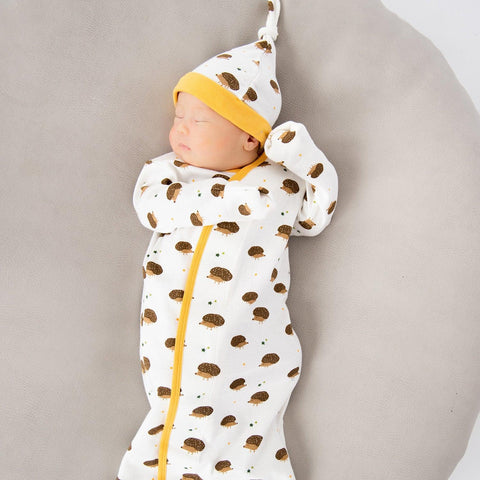 gus organic cotton magnetic cozy sleeper gown + hat set