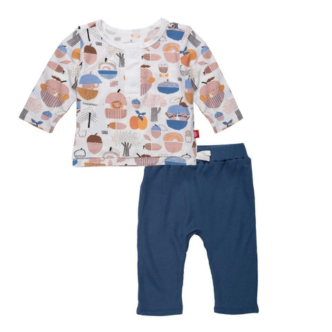 hide n' squeak waffle modal magnetic roll around long sleeve top + pant set