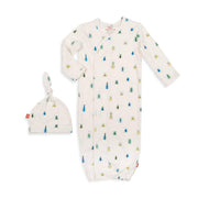 just wing it organic cotton magnetic open bottom gown + hat set-Magnetic Me