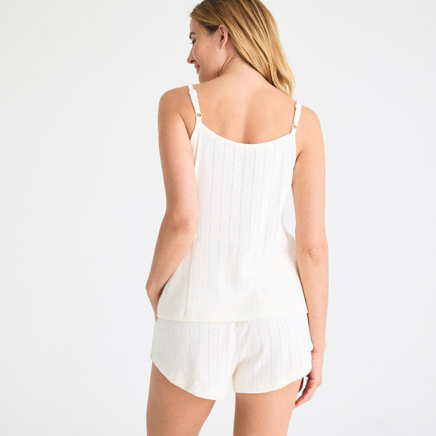 love lines tofu organic cotton pointelle magnetic dream sleep tank + shorts pajama set