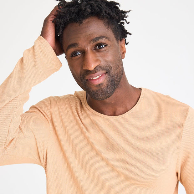 men's doe waffle modal long sleeve jogger set