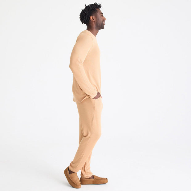 men's doe waffle modal long sleeve jogger set