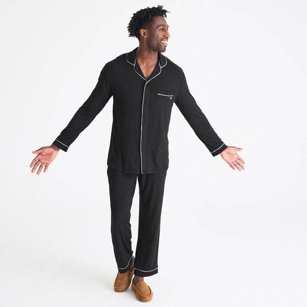 men's onyx modal magnetic classic with a twist long sleeve pajama set