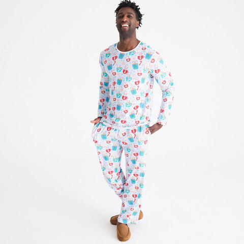 men's wake me up before you cocoa modal magnetic classic with a twist long sleeve pajama set