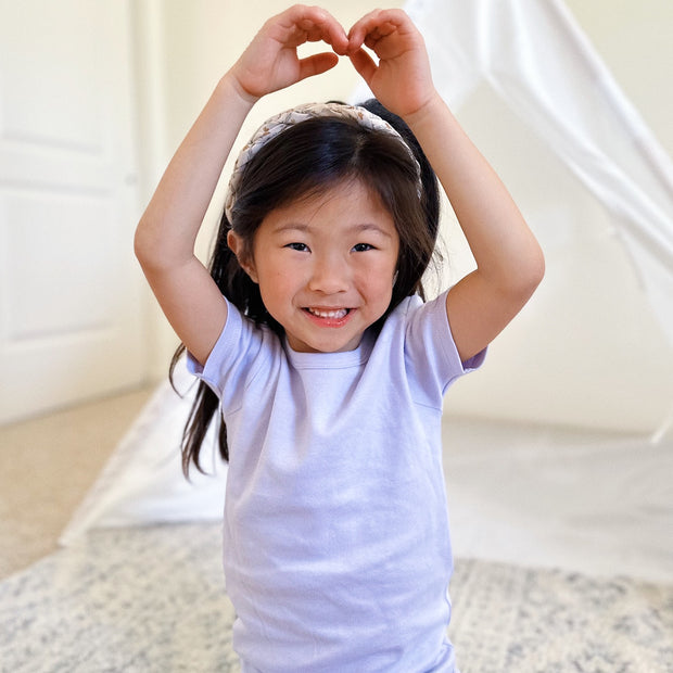 misty lilac organic cotton magnetic toddler pjs - shorts