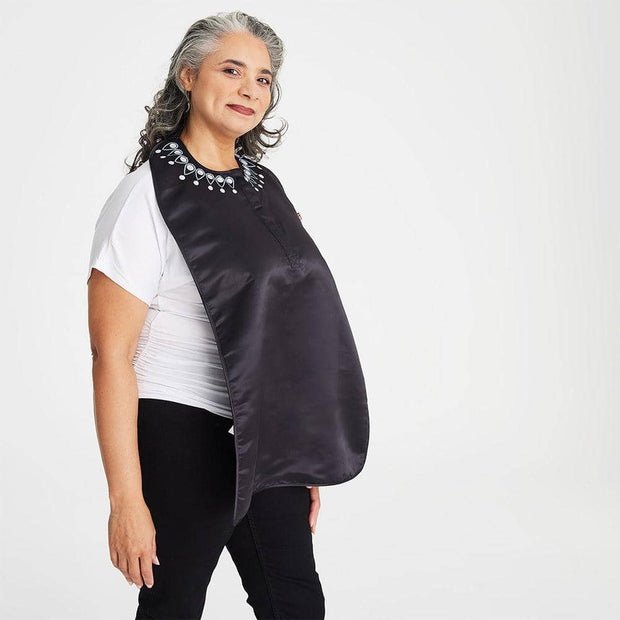 adult jet black printed mother of pearl bib-Magnetic Me