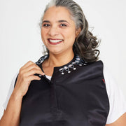 adult jet black printed mother of pearl bib-Magnetic Me